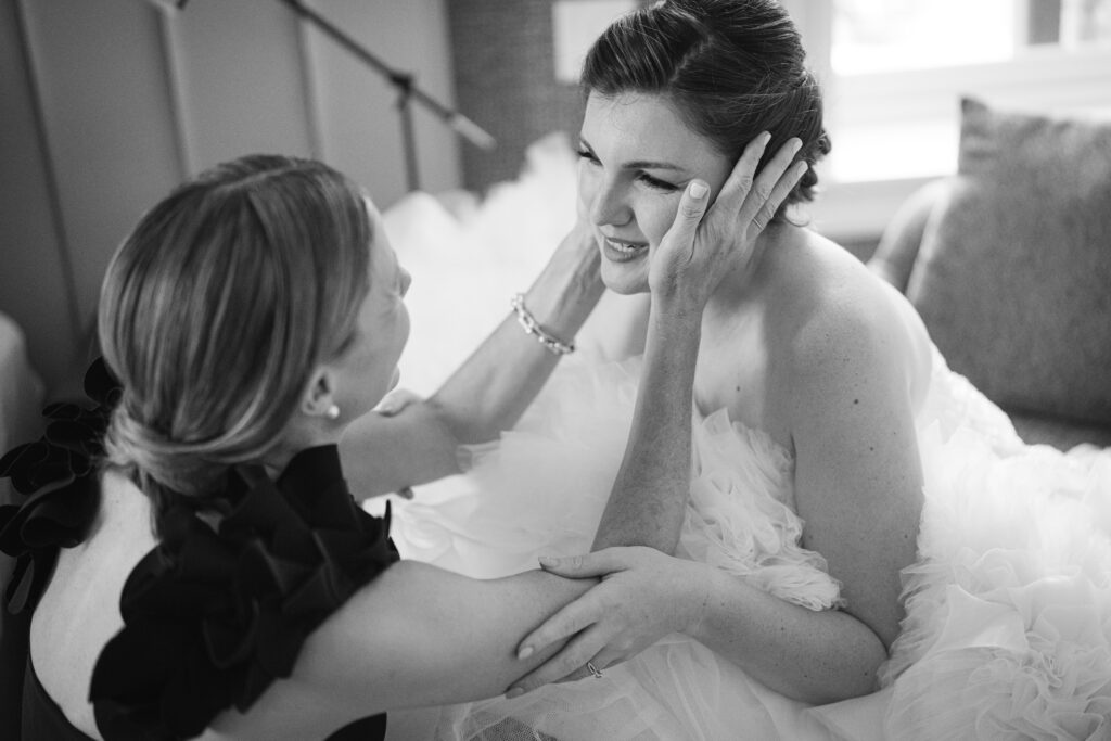 photo of a bride and her mother on a wedding day